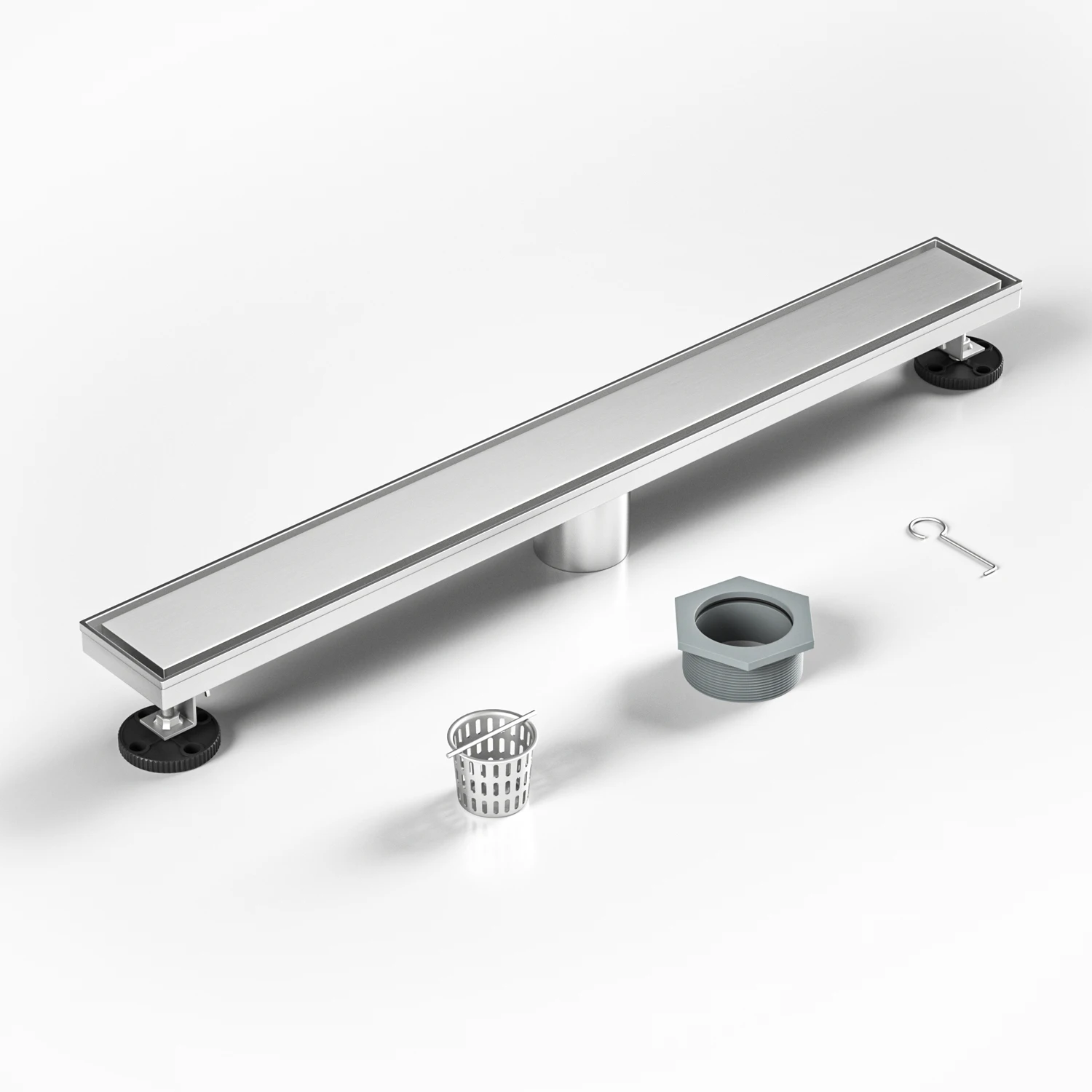 Bathroom Accessories Tile Insert Long Linear Shower Floor Drain 304 Stainless Steel Concealed Rectangle Ceramic 60cm OEM ODM ZA3
