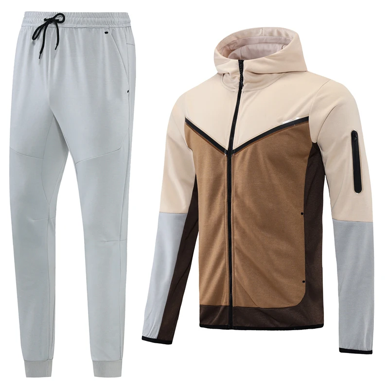 2022 wholesale sublimation comfortable man club team logo tech fleece zip soccer tracksuit jacket and pants