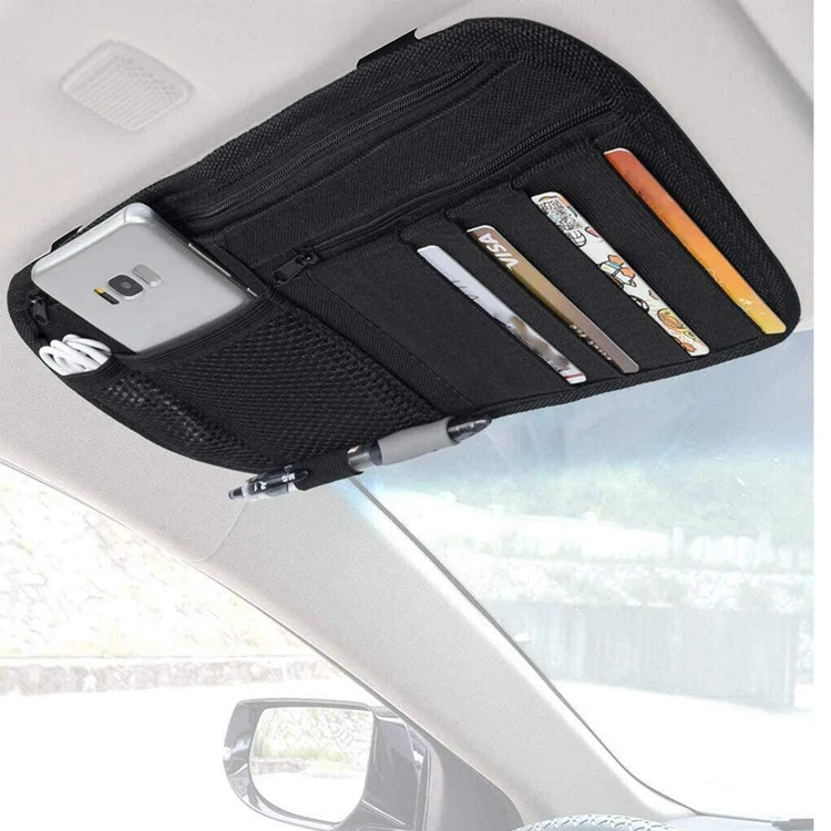 Универсальный карманный органайзер для хранения аксессуаров в салоне автомобиля, держатель для солнцезащитных очков, солнцезащитных козырьков, сотовых телефонов