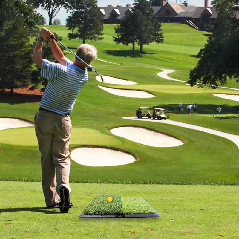 High Quality Golf Swing Mat Dual Turf Golf Hitting Mat Potable Mini 2 IN 1 Golf Practice Mat