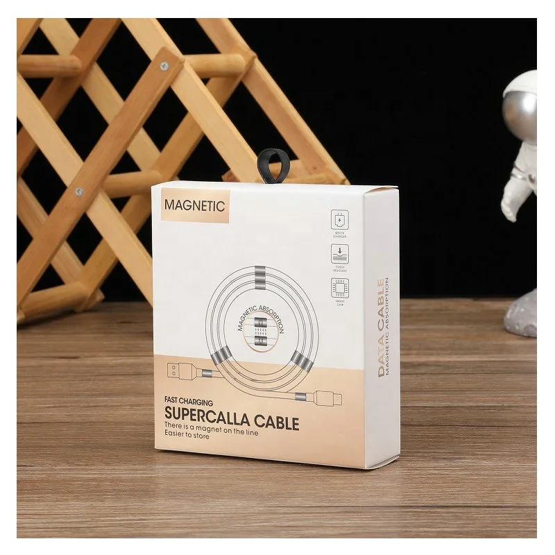 Recycled  Data Cables Paper Box Consumer Electronics Packaging with Clear PVC Window