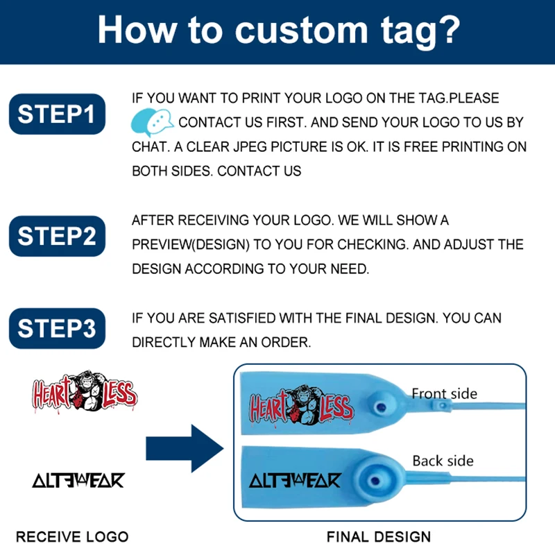 T Shirt Hoodie Zip Tie Pull OffWhite Label Custom Logo Personalization StockX Sneaker Label Plastic Security Seal Tags