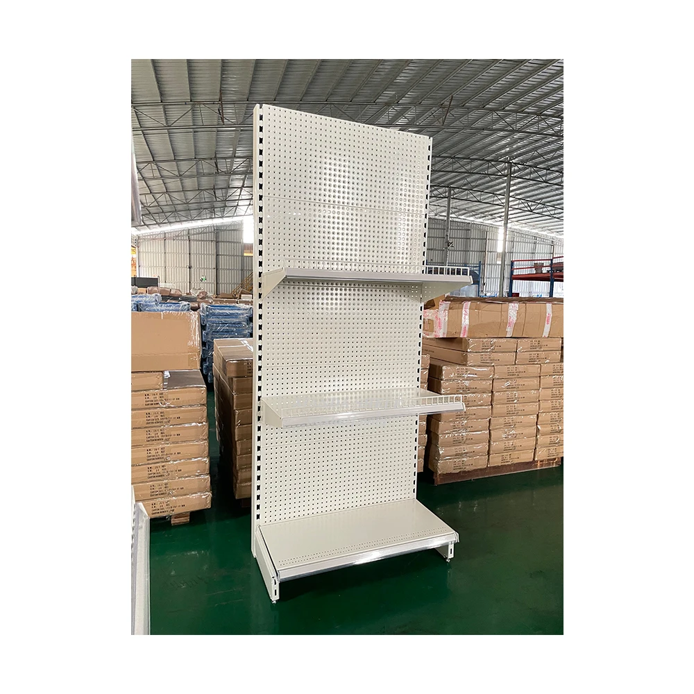 Logo Customize Shelf Rack Display Double-sides Iron Gondola Pegboard Supermarket Shelves