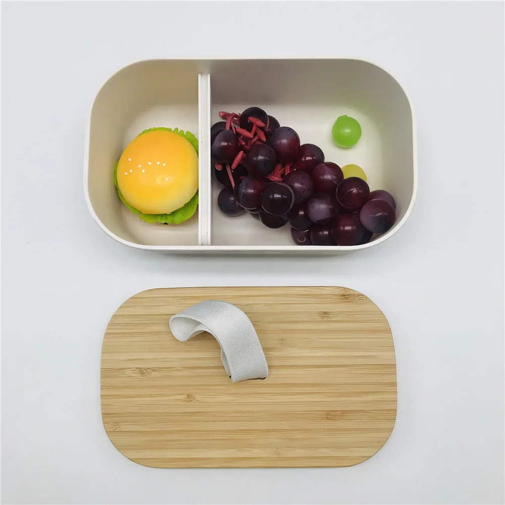 Eco Friendly Biodegradable Bamboo fiber deep divided lunch box PLA plant based lunchbox bento box microwave safe BPA free