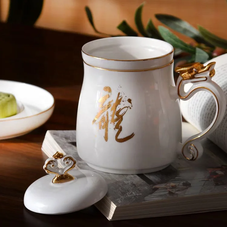 new design fine bone china luxury chinese style porcelain mugs for gift