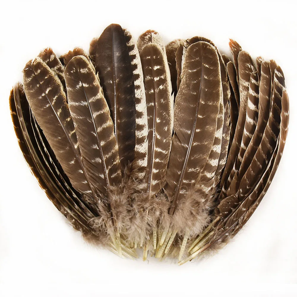 25-28 см дикий натуральный полосатый узор из перьев крыльев индейки для карнавальных костюмов