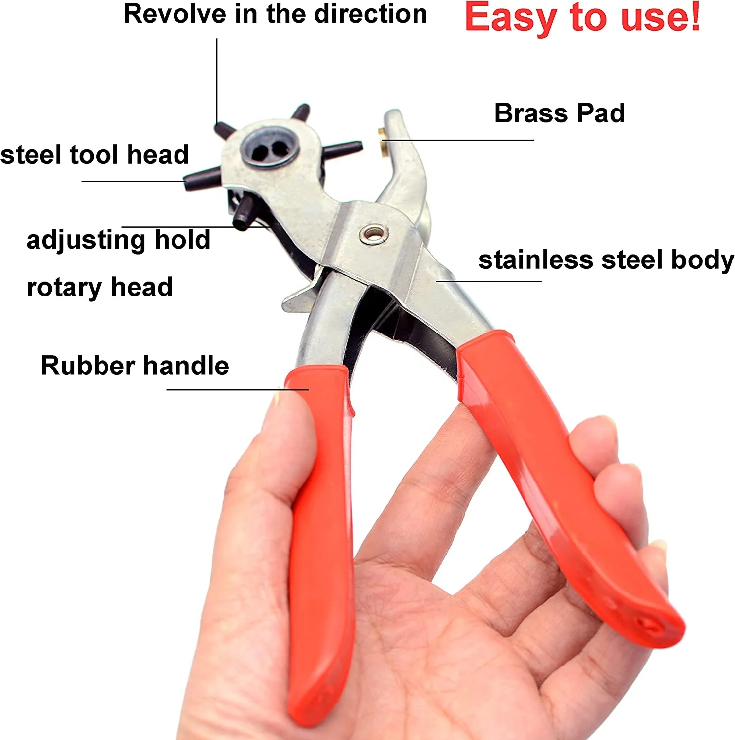 Heavy Duty Revolving Eyelet for Belts/Watch Bands/Straps/Dog Collars/Saddles/Fabric 9' leather hole punch plier tool