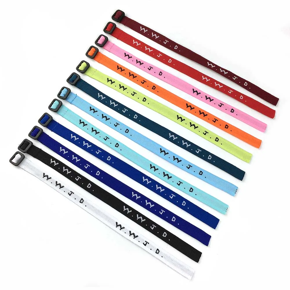 Custom Colorful color jacquard bracelet WWJD What Would Jesus WWJD Adjustable wristbands with logo custom