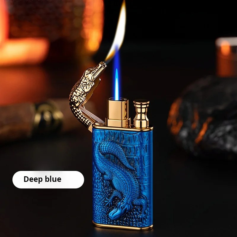 Unique Crocodile Head Gas Lighter with 3D Sculpture Flame Conversion and Jet Flame for Household and Outdoor Use