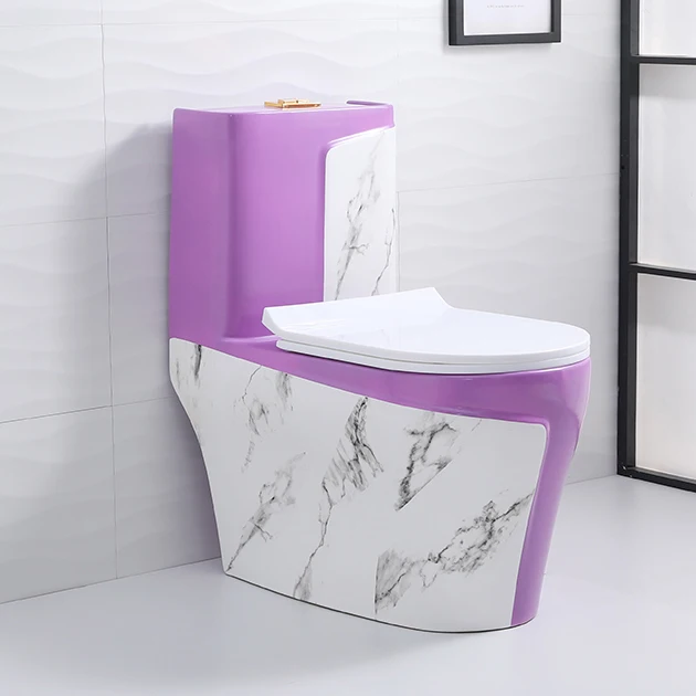 Новый дизайн модная сиреневая ловушка для ванной комнаты цельный туалет комод керамические мраморные туалеты