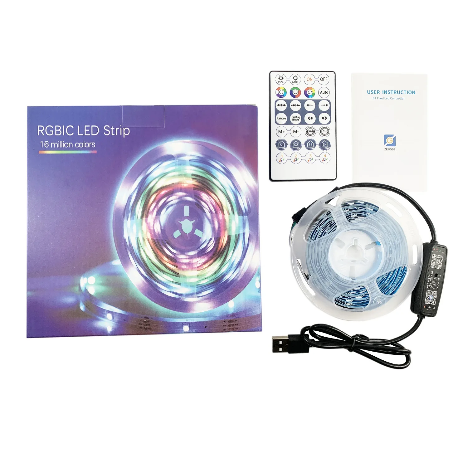 Remote Control 16.4ft 32.8ft Dynamic RGBIC Color Changing Chasing Effect Music Sync Addressable Dreamcolor LED Strip Light