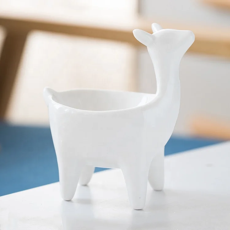 Creative Desktop Candy Storage Decoration Ceramic Alpaca Jewelry Box Ceramic Jewelry Entrance Sundry Storage Tray Candy Bowl