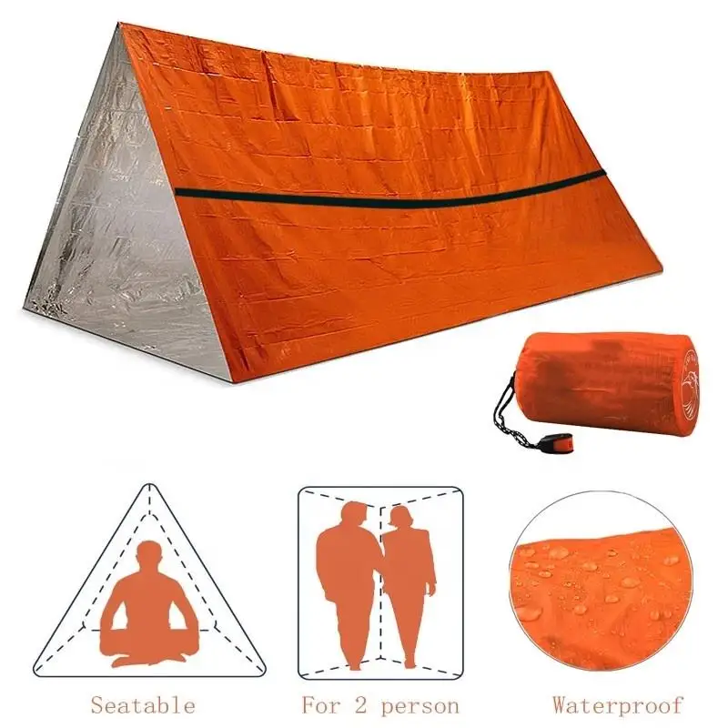 Emergency Shelter Tent Survival Tarp Rescue Gear Emergency Kit Reflective Mylar Survival Tent