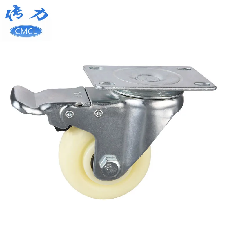 3 inch nylon caster wheel with brake mechanical swivel casters