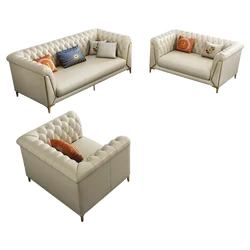 Comfortable Modern European Style Corner 1 2 3 Seater Leather Sofa