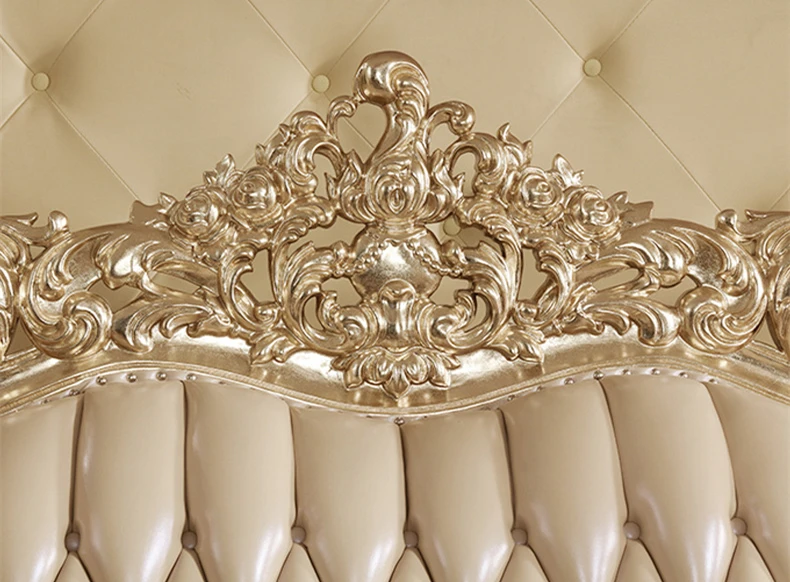 italy Gold color leather sofa solid wood 7 seat arabic living room sofas