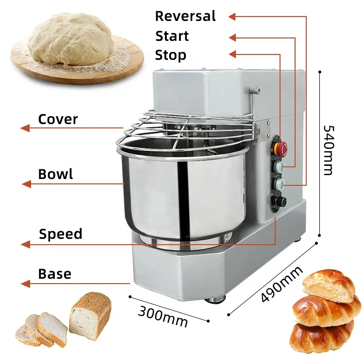 Promotional 3kg/4kg Kneader Pizza Dough Baking Flour Mixer Tabletop Bread Spiral Mixer