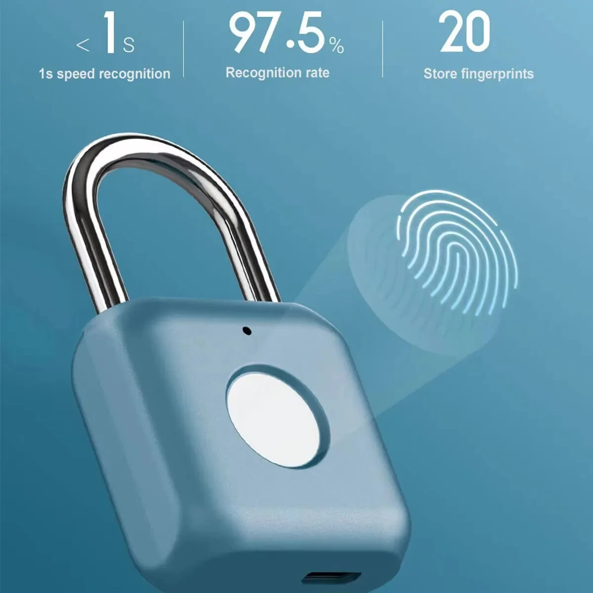 Portable Fingerprint Identification Padlock Smart Keyless Lockrechargeable Luggage Cabinet School Gym Locker