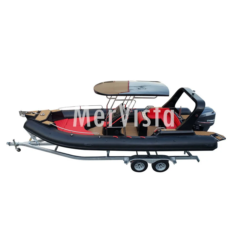 25ft RIB760 спортивные Стекловолоконные корпуса сверхмощные надувные лодки с мотором и прицепом
