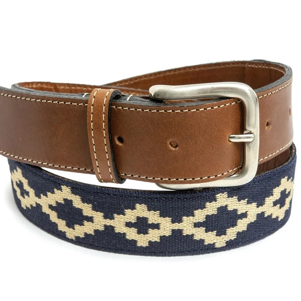 Customize Vegetable Tanned Leather Unisex argentina Embroidered polo belts