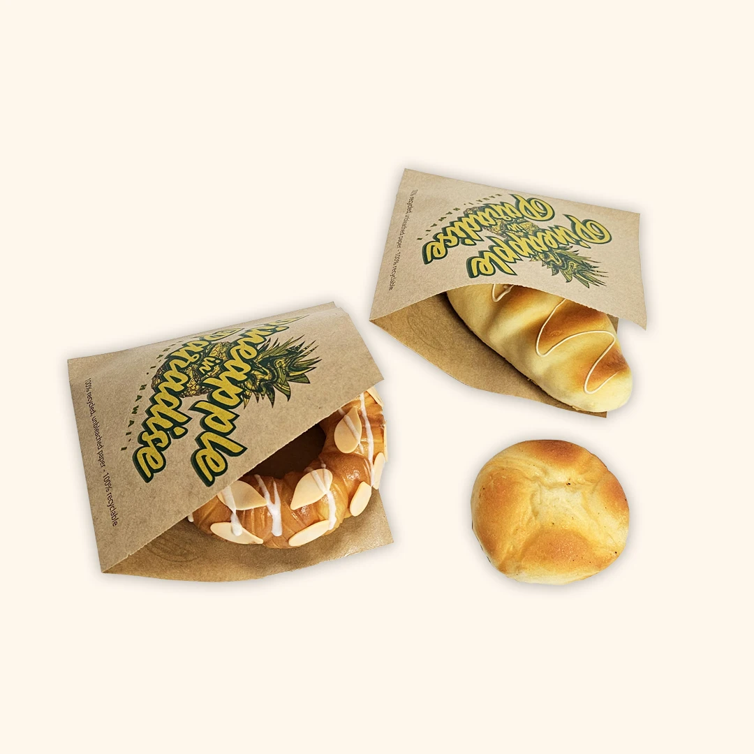 wholesale custom Printed Double Open Pocket Oilproof GreaseProof Bread Burger Sandwich Donuts Triangle Shaped Paper Bag
