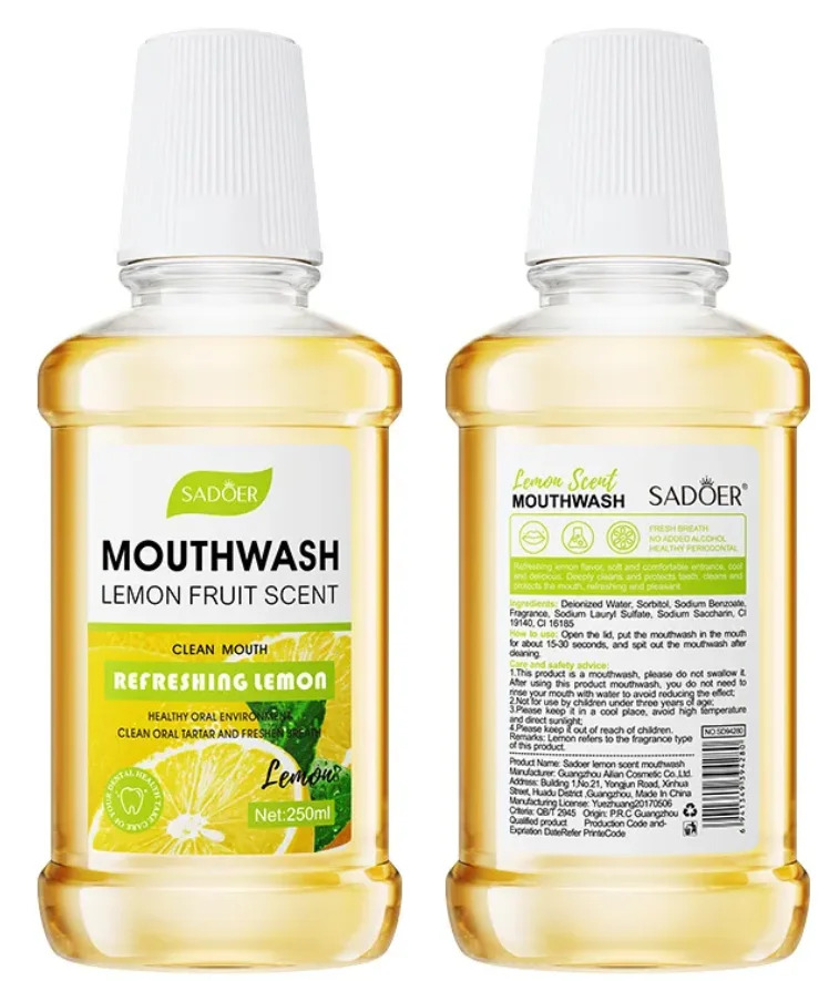 OEM продает жидкость для полоскания рта с ароматом лимона портативная бутылка для полоскания рта с водой для полоскания рта лимона