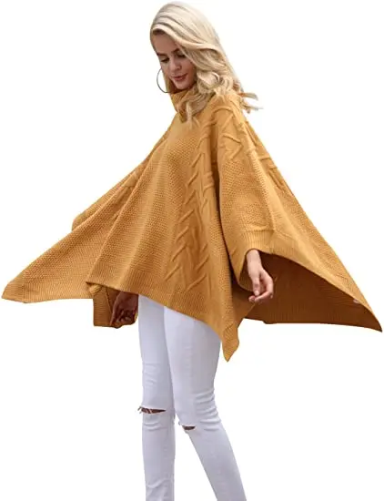 
unique high collar bat sleeve asymmetric knitted Cape oversized sweater Pullover winter sweaters women 