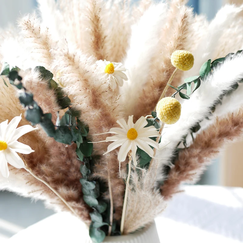 Мини пампасная трава Ваза Наполнитель Boho Home Decor 17 'Язычковая Пампа Оптовая Продажа Креативный сушеный цветочный букет пампасы