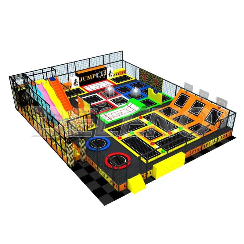 Indoor trampoline park for gym and shopping mall amusement equipment for kids and adults Warriors area and dodge ball zone