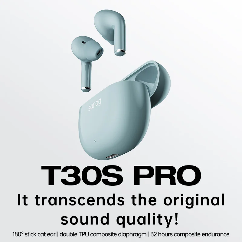 Sanag T30s Pro Stereo Waterproof Noise Cancelling Earphone Tws Headphone Bluetooth 5.1 Wireless Earbud