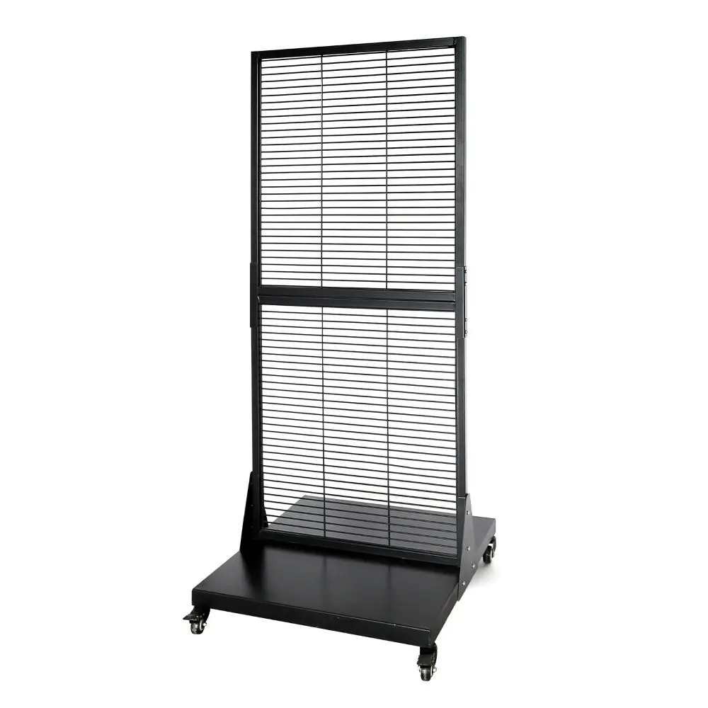 Heavy Duty Wheeled Mobile Wire Mesh Steel Metal Rack Stand Shelf Grid Display Racks With Hooks