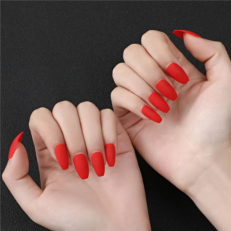 
24 pcs, Matte French Ballerina Coffin False Nails Hot Selling Amazon Natural Press on Fake Nails Tips Daily Office Finger Wear 