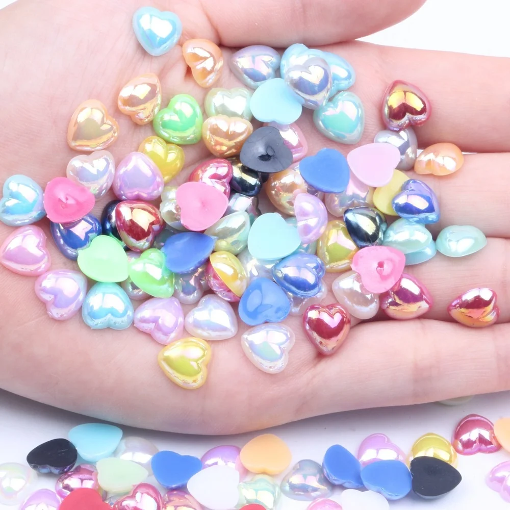 New Colorful AB Flatback Peach Heart Imitation Pearl for Nail Beauty DIY Phone Sticker Hair Clip Handmade Accessories