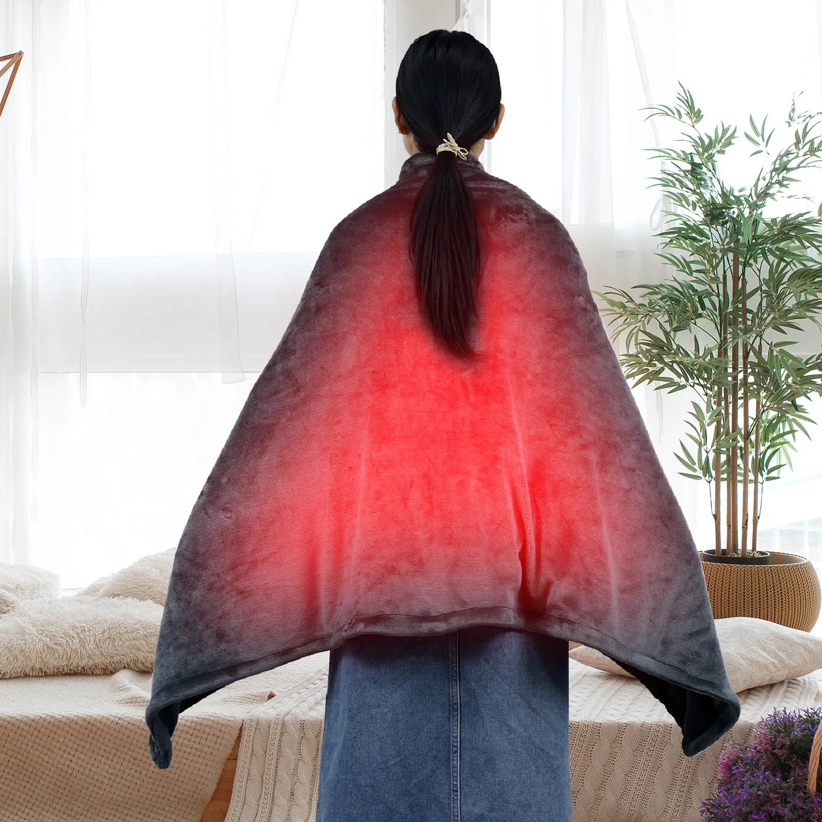 USB Heated Blanket,Heated Car Blanket,Machine Washable Super Cozy Soft Heated Blanket with 3 Heating Levels & Timing Function