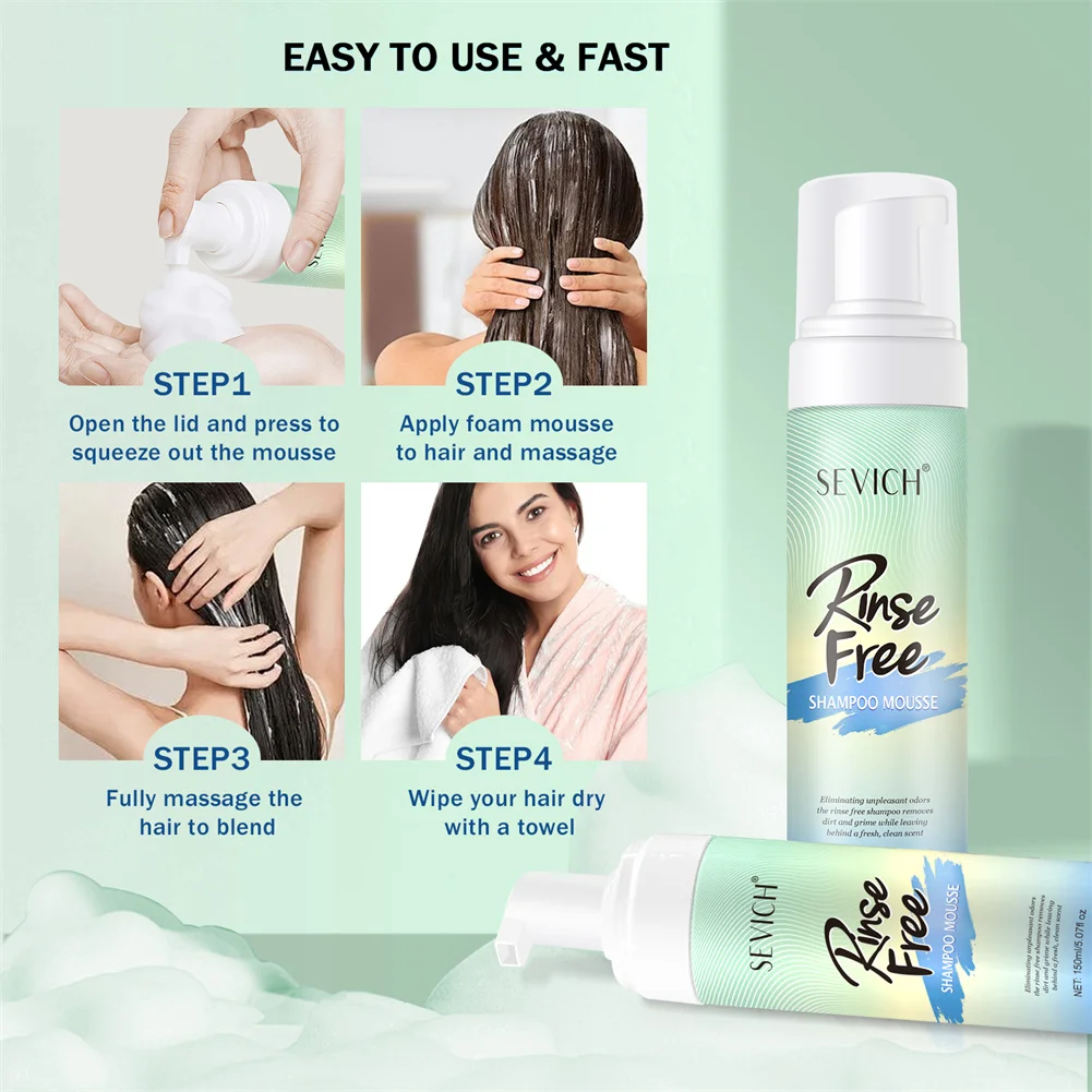 Wash-Free Shampoo Private Label Oil Control Fluffy Dry Cleaning Leave in Foam Shampoo Mousse for Hair Growth