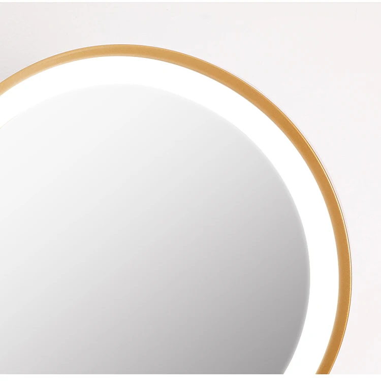 Wholesale Single-Sided LED Light Cosmetic Vanity Mirror Personalized Desktop Makeup Mirror with round Design for Travel Use
