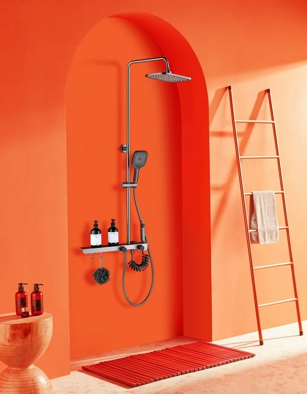 cUPC Bathroom Ceiling Mounted Hot and Cold Water Mixer Valve Brass Rain Shower Faucets Waterfall Shower Mixers Taps Set