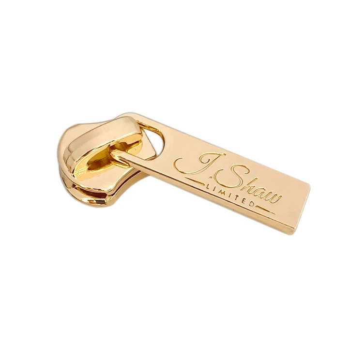 Wholesale engrave brand logo zip puller custom metal zipper pull for bags clothing