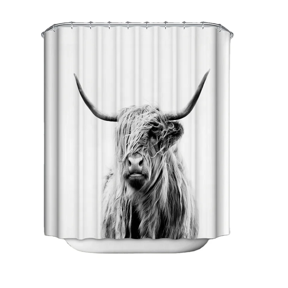 custom design fabric personalized waterproof african animal  theme shower curtain