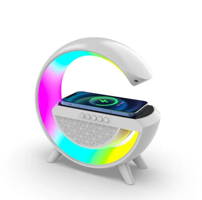 Wireless Charger Atmosphere Lamp BT Speaker Wireless Charger with Desk Lamp Night Light Portable Small Mini Speaker