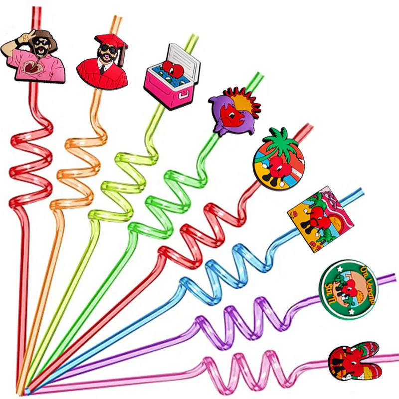 Wholesale Customized PVC Cute Croc Bar Accessories DIY PVC Drinking Straw Toppers