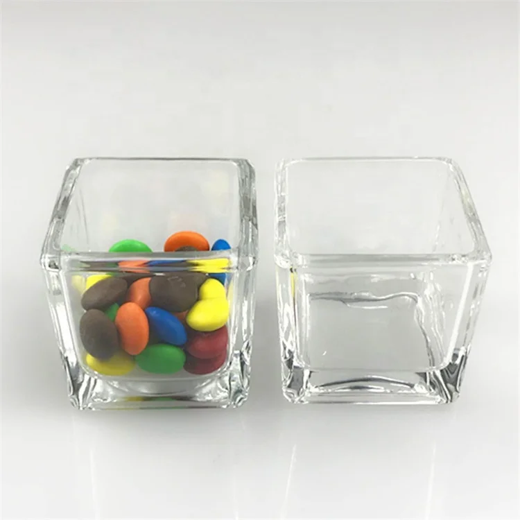 Квадратный стеклянный подсвечник 50 мл, пустой стеклянный контейнер для свечей