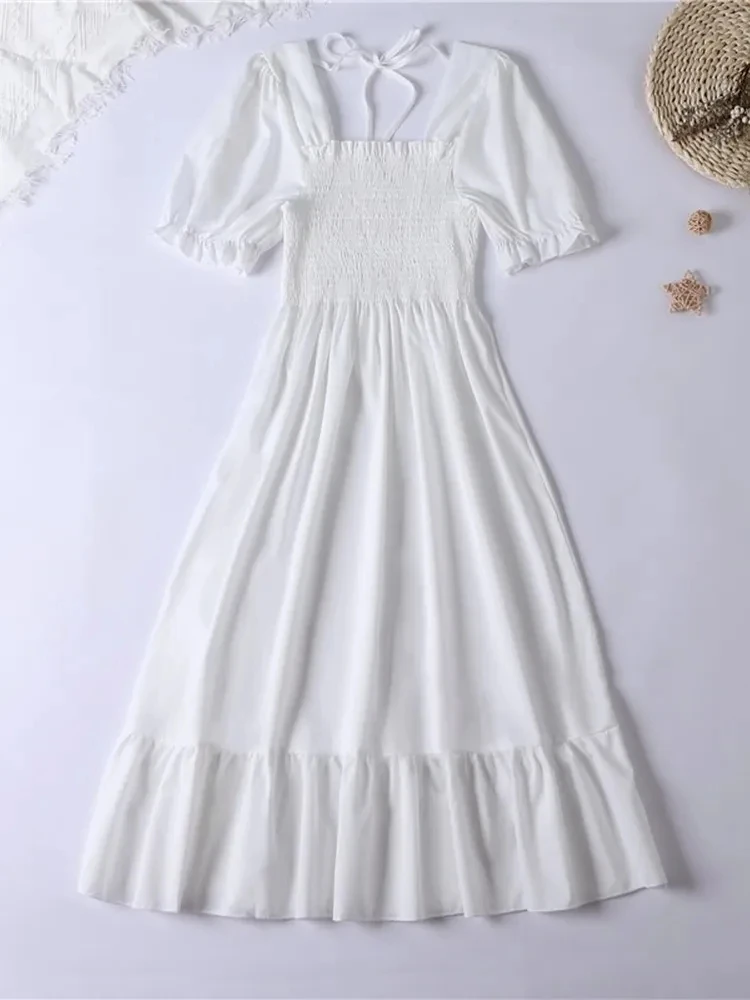 Summer Bohemian Chiffon Women Dresses Beach Holiday Short Sleeve Ladies Girl Midi Casual Party Dresses Mujer Vestidos