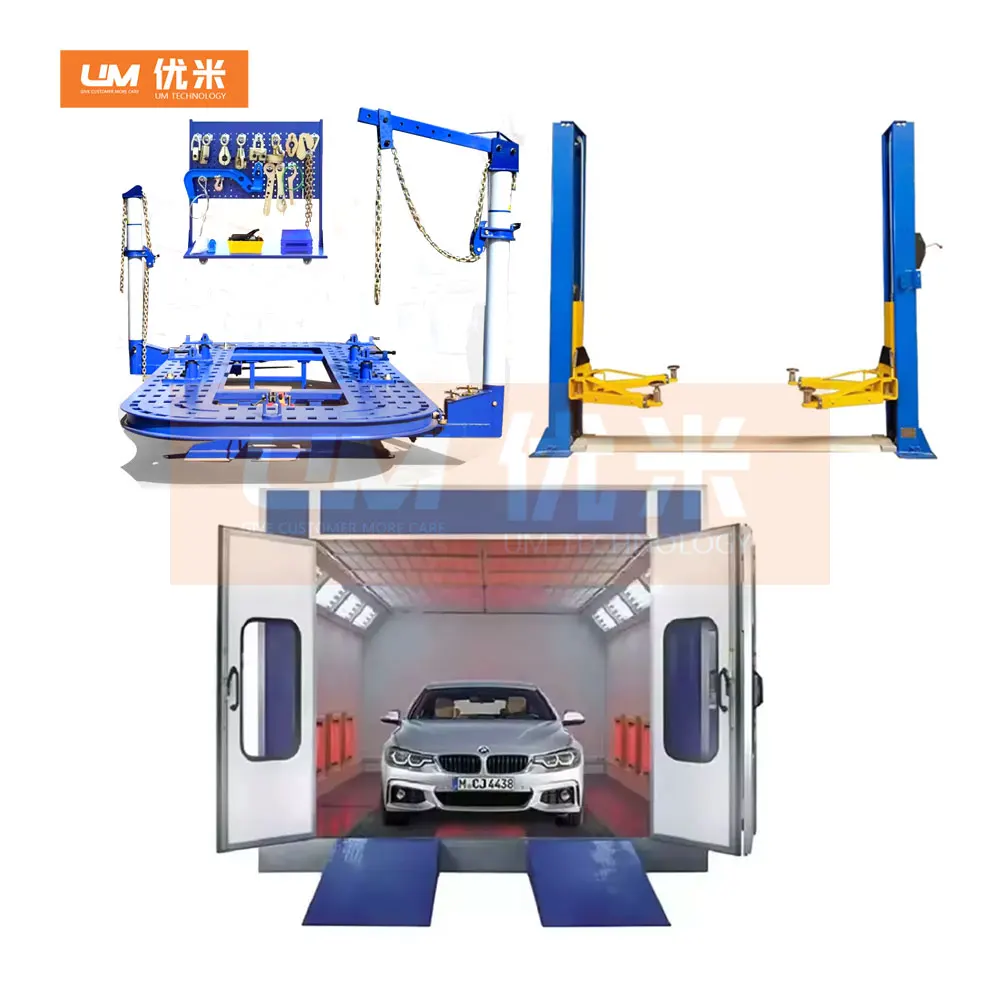 Electric heating auto paint booth oven / car bench / 2 post car lift combo for a 20 ft container