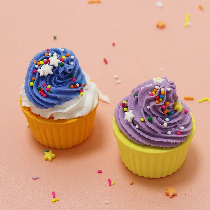 Cupcakes Ice Cream  Shaped  Wholesale Individual Organic  Bath Bomb Balls Scented Bath Bombs Set