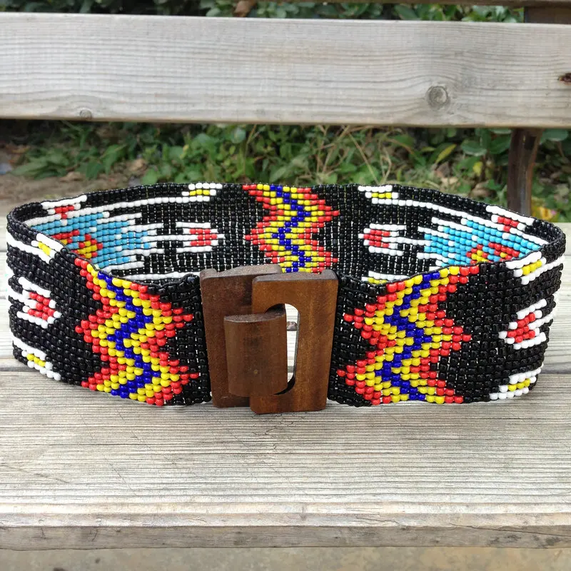 Индивидуальный разноцветный эластичный пояс из бисера, женские модные аксессуары, ремень из бисера ручной работы