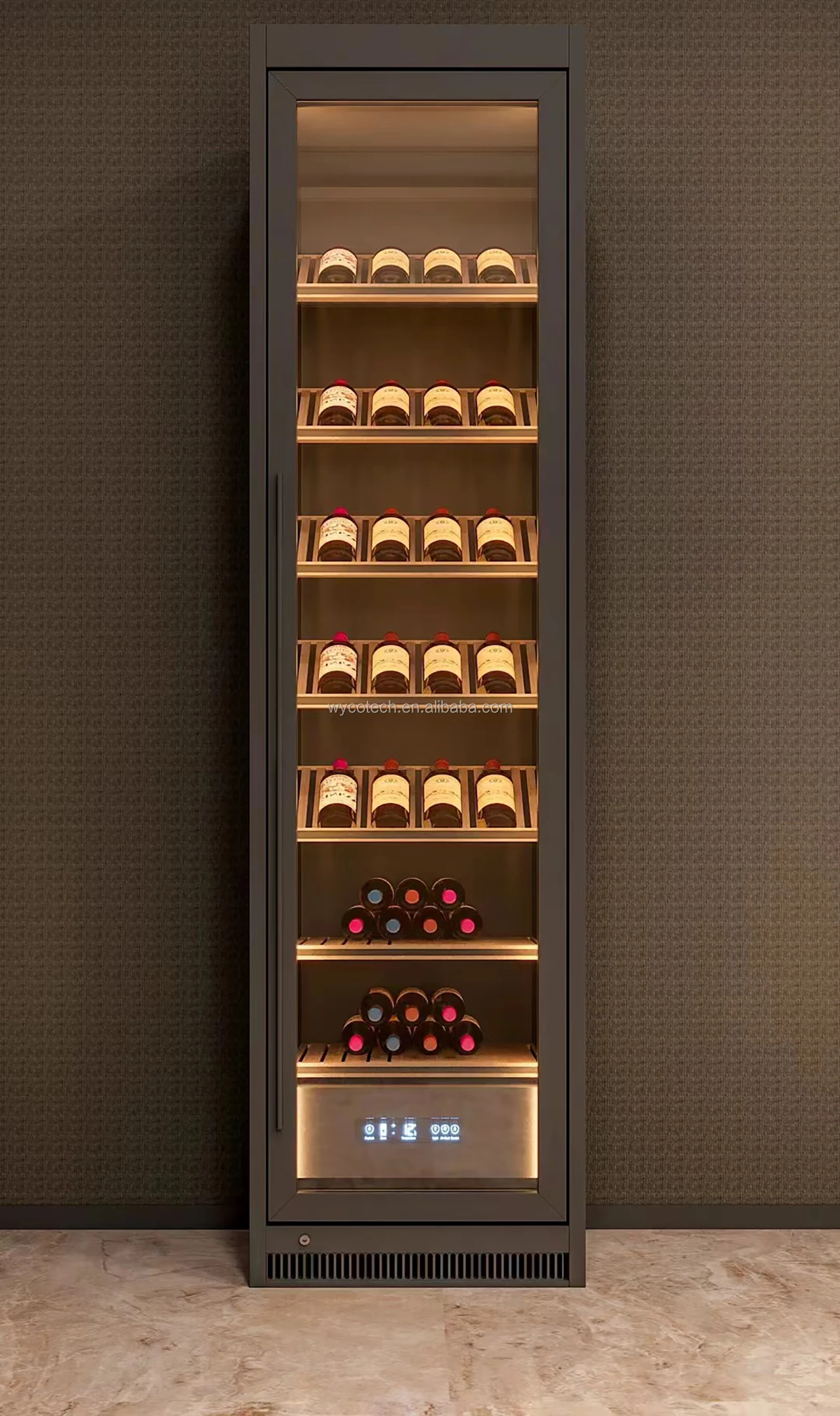 Free Standing Built in Wine Cooler Cellar Factory Direct Pricing Commercial Wine Fridge Glass Door Modern Wine Display Cabinet