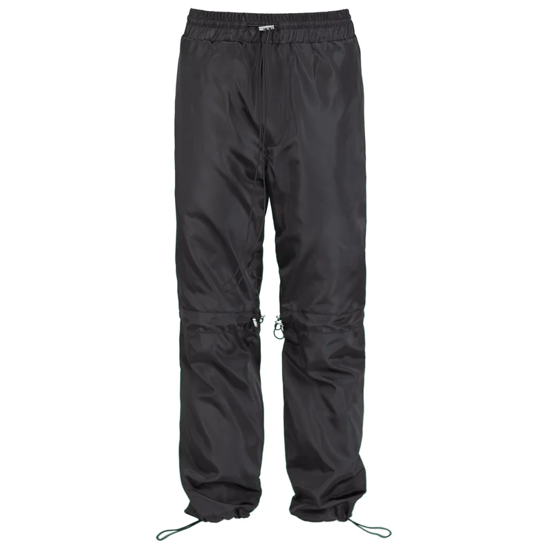 Custom Men Black Drawstring Waist Nylon Pants  Wholesale 100% Nylon Jogger Relax Fit Cargo Pants