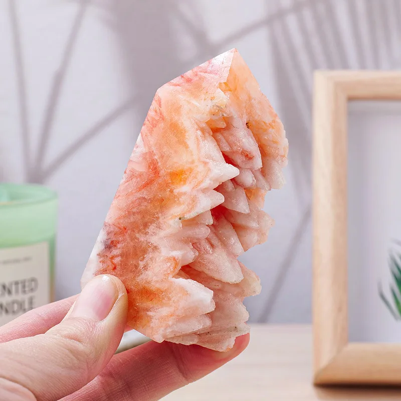 Wholesale raw gemstone specimen tower point healing reiki red crystal teeth point for decoration