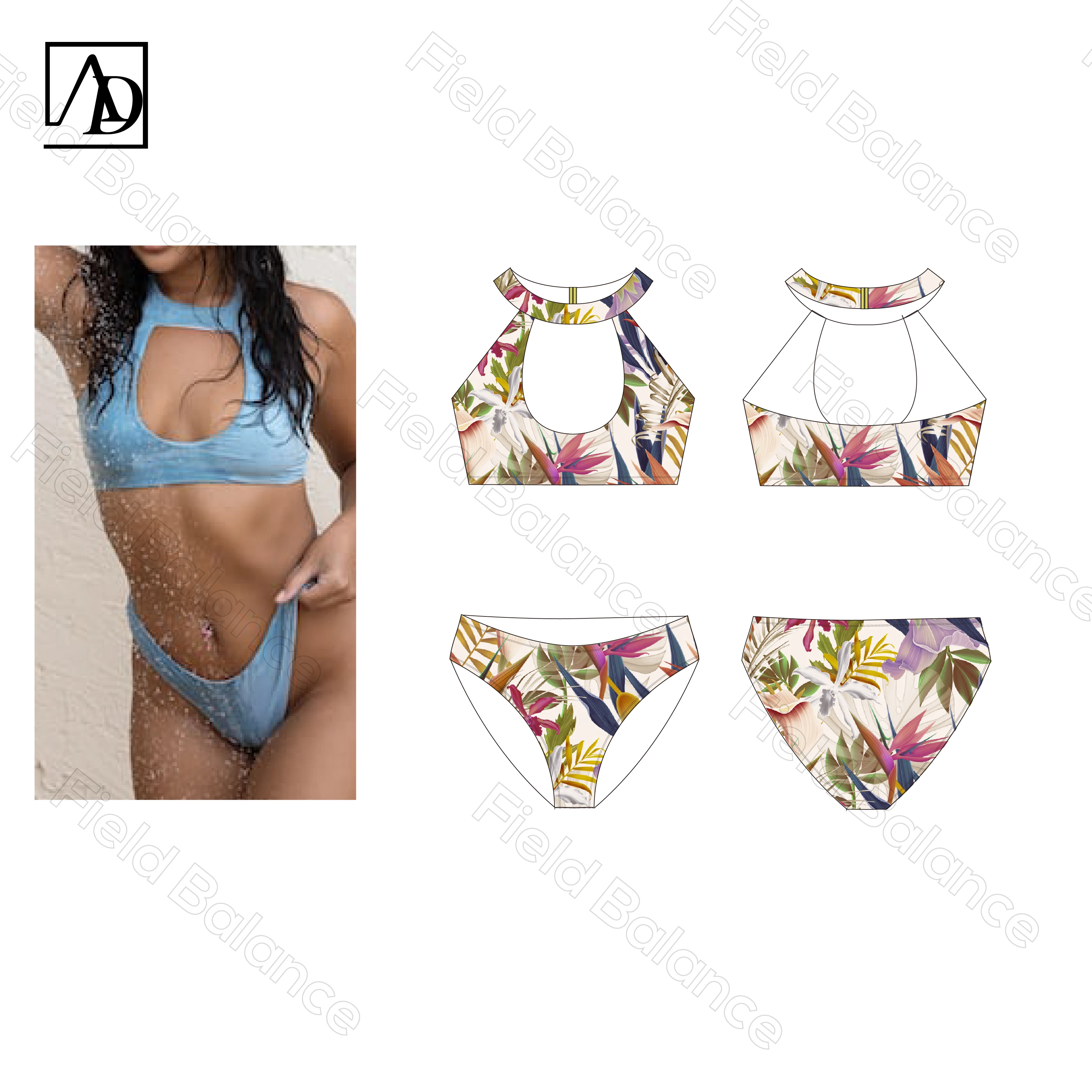 2024 Fashion New Factory Custom Printing One Piece Swimwear Split Sexy Bikini Tube Top Bandeau High Waist Swimsuit Bathing Suits